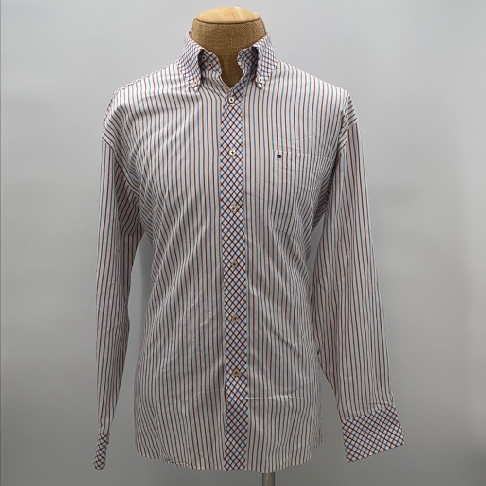 Tommy Hilfiger Red White Blue Stripe and Plaid LG